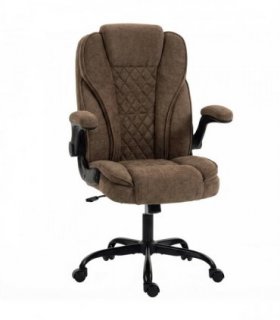 HOMCOM Office Chair, Ergonomic Desk Chair with Flip-up Armrest, Pocket Springs, Swivel Wheels, Adjustable Height, Brown