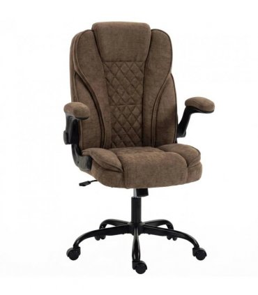 HOMCOM Office Chair, Ergonomic Desk Chair with Flip-up Armrest, Pocket Springs, Swivel Wheels, Adjustable Height, Brown