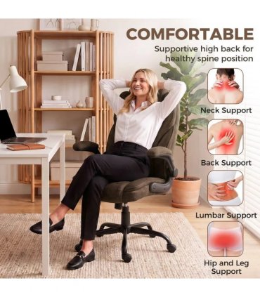 HOMCOM Office Chair, Ergonomic Desk Chair with Flip-up Armrest, Pocket Springs, Swivel Wheels, Adjustable Height, Brown