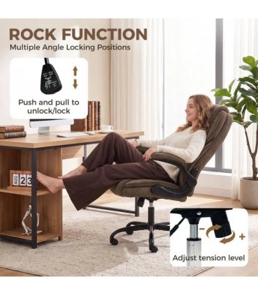 HOMCOM Office Chair, Ergonomic Desk Chair with Flip-up Armrest, Pocket Springs, Swivel Wheels, Adjustable Height, Brown
