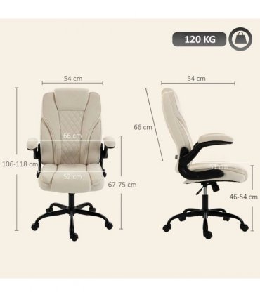 HOMCOM Office Chair, Ergonomic Desk Chair with Flip-up Armrest, Pocket Springs, Swivel Wheels, Adjustable Height, Beige