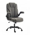 HOMCOM Office Chair, Ergonomic Desk Chair with Flip-up Armrest, Pocket Springs, Swivel Wheels, Adjustable Height, Dark Grey