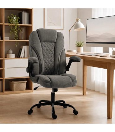 HOMCOM Office Chair, Ergonomic Desk Chair with Flip-up Armrest, Pocket Springs, Swivel Wheels, Adjustable Height, Dark Grey