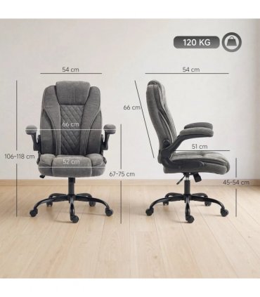 HOMCOM Office Chair, Ergonomic Desk Chair with Flip-up Armrest, Pocket Springs, Swivel Wheels, Adjustable Height, Dark Grey