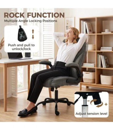 HOMCOM Office Chair, Ergonomic Desk Chair with Flip-up Armrest, Pocket Springs, Swivel Wheels, Adjustable Height, Dark Grey