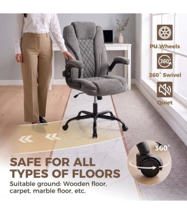 HOMCOM Office Chair, Ergonomic Desk Chair with Flip-up Armrest, Pocket Springs, Swivel Wheels, Adjustable Height, Dark Grey