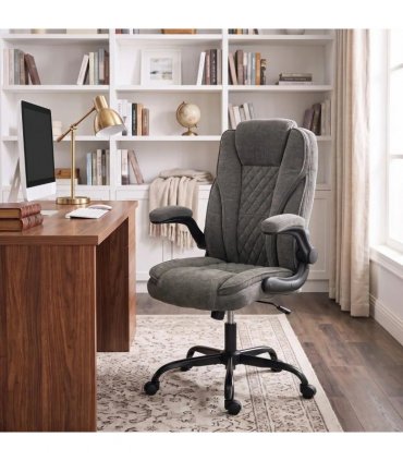 HOMCOM Office Chair, Ergonomic Desk Chair with Flip-up Armrest, Pocket Springs, Swivel Wheels, Adjustable Height, Dark Grey