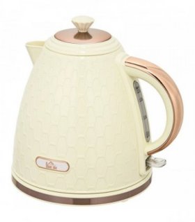 HOMCOM Electric Kettle, 1.7L, Fast Boil, 3000W Cordless Water Kettle with Removable Washable Anti-scale Filter, Beige