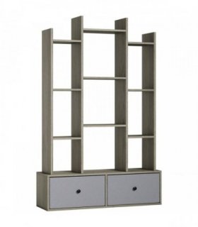 HOMCOM 12 Shelf Storage Unit, with Drawers - Graphite Wood Effect