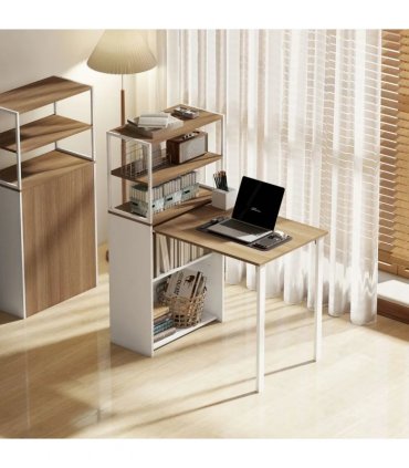 HOMCOM Folding Shelf and Work Table - Natural