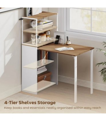 HOMCOM Folding Shelf and Work Table - Natural