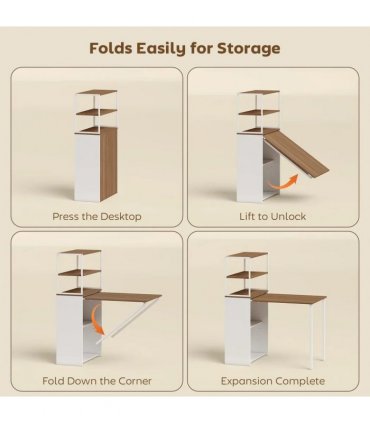 HOMCOM Folding Shelf and Work Table - Natural