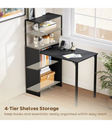 HOMCOM Folding Shelf and Work Table - Black