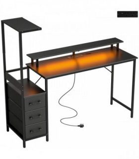 HOMCOM 147cm Gaming Desk with Charging Station and Monitor Stand, Computer Table for Home Office with RGB Lights, Black