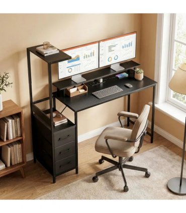 HOMCOM 147cm Gaming Desk with Charging Station and Monitor Stand, Computer Table for Home Office with RGB Lights, Black