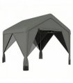 Outsunny 3 x 3 m Patio Gazebo with Netting & Curtains, Outdoor Canopy Shelter with Galvanised Steel Frame, Dark Grey