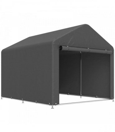 Outsunny 6.6 x 7.8ft Outdoor Garden Storage Shed, Waterproof Bike Tent with Roll-up Zipper Door, Galvanised Metal Frame, Portable Shed Shelter Carport for Motorcycle Garden Tools, Dark Grey