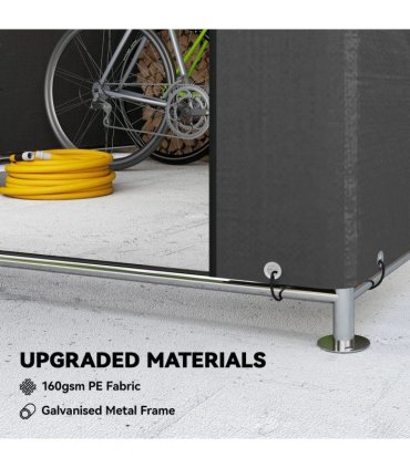 Outsunny 6.6 x 7.8ft Outdoor Garden Storage Shed, Waterproof Bike Tent with Roll-up Zipper Door, Galvanised Metal Frame, Portable Shed Shelter Carport for Motorcycle Garden Tools, Dark Grey