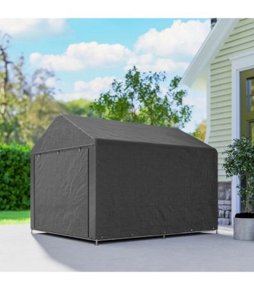 Outsunny 6.6 x 7.8ft Outdoor Garden Storage Shed, Waterproof Bike Tent with Roll-up Zipper Door, Galvanised Metal Frame, Portable Shed Shelter Carport for Motorcycle Garden Tools, Dark Grey