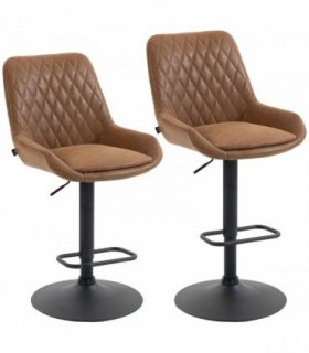 HOMCOM Set of Two Faux Leather Retro Bar Stools - Orange