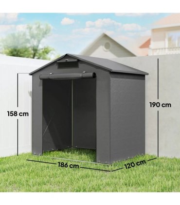 Outsunny 6 x 4 ft Outdoor Garden Storage Shed, Waterproof Bike Tent with Vent and Roll-Up Zipper Door