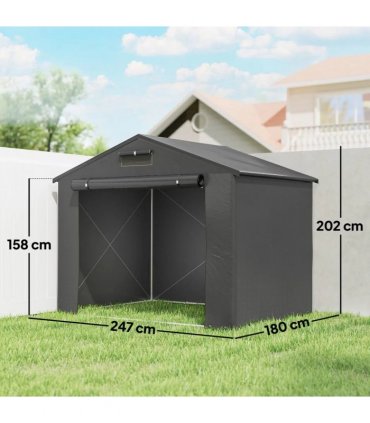Outsunny 8 x 6 ft Outdoor Garden Storage Shed, Waterproof Bike Tent with Roll-Up Zipper Door