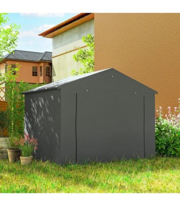 Outsunny 8 x 6 ft Outdoor Garden Storage Shed, Waterproof Bike Tent with Roll-Up Zipper Door