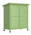 Outsunny Garden Shed Wooden Garden Storage Shed 2 Door Unit Solid Fir Wood Garage Tool Organisation Cabinet, 87L x 46.5W x 96.5Hcm, Green