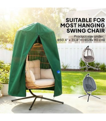 Outsunny 190 x F128cm Hanging Egg Chair Furniture Cover - Green