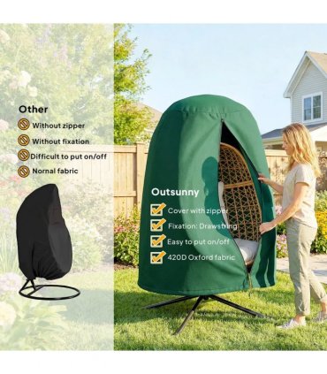 Outsunny 190 x F128cm Hanging Egg Chair Furniture Cover - Green