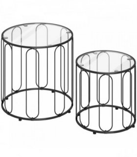 HOMCOM Elliptical Cut-Out Nesting Tables - Black