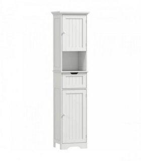 HOMCOM Slim Bathroom Storage Cabinet, with Sensor Lights - White