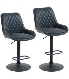 HOMCOM Set of Two Faux Leather Retro Bar Stools - Black
