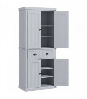 HOMCOM Multi-Storage Mid-Century Kitchen Cabinet - Grey
