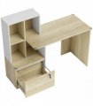 HOMCOM Computer Desk, Office Desk with Bookshelf, File Drawer and Legal Hanging File Holders, Oak Wood Effect