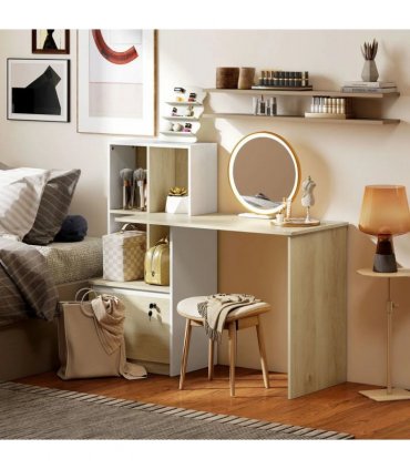 HOMCOM Computer Desk, Office Desk with Bookshelf, File Drawer and Legal Hanging File Holders, Oak Wood Effect
