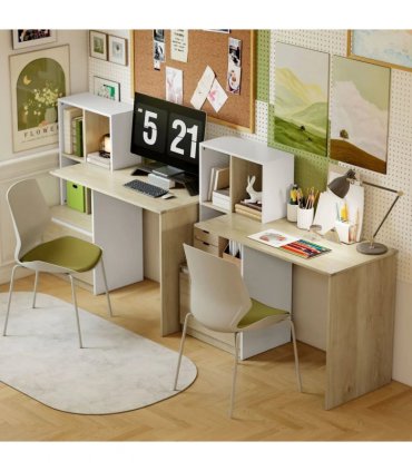 HOMCOM Computer Desk, Office Desk with Bookshelf, File Drawer and Legal Hanging File Holders, Oak Wood Effect