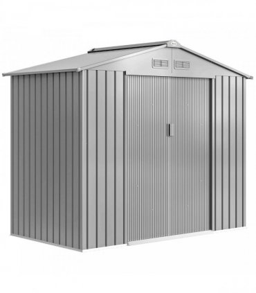 Outsunny 7 x 4ft Lockable Metal Garden Tool Storage Shed Storage - Light Grey