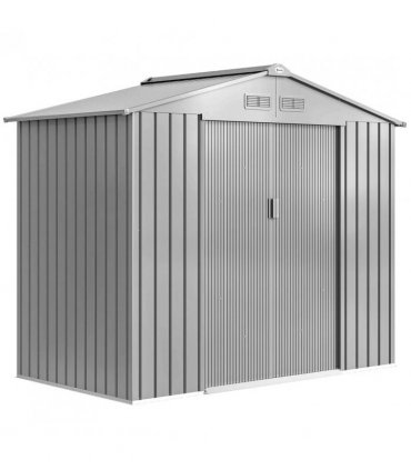 Outsunny 7 x 4ft Lockable Metal Garden Tool Storage Shed Storage - Light Grey