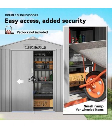 Outsunny 7 x 4ft Lockable Metal Garden Tool Storage Shed Storage - Light Grey