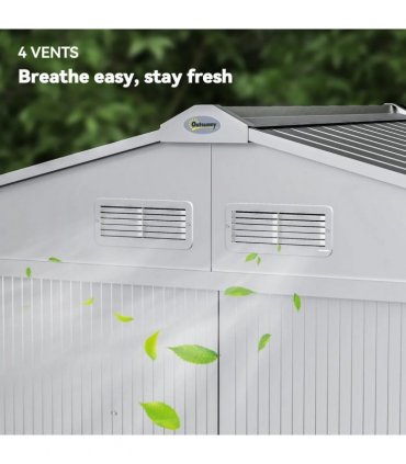 Outsunny 7 x 4ft Lockable Metal Garden Tool Storage Shed Storage - Light Grey