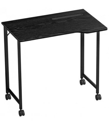 HOMCOM Folding Small Desk on Wheels - Black Wood Effect