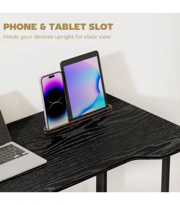 HOMCOM Folding Small Desk on Wheels - Black Wood Effect