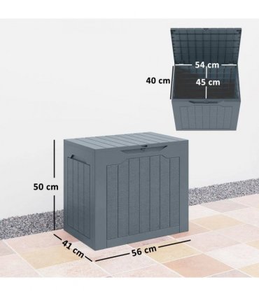 Outsunny 97L Plastic Garden Storage Box, Outdoor Storage Box with Handles, Waterproof Outdoor Storage Container, Light Grey