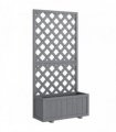Outsunny Wood Planter with Trellis for Climbing Plants, Raised Bed, Planter Box with Drainage Holes to Grow Herbs Flowers, Grey