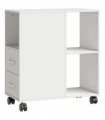HOMCOM Narrow Mobile Printer Table with Wheels, Rolling Printer Stand with Drawers for Home Office, 30 x 60 x 65 cm, White