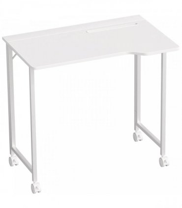 HOMCOM Small Folding Desk, with Wheels - White Wood-Effect