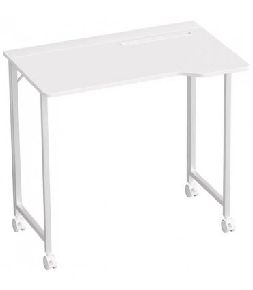 HOMCOM Small Folding Desk, with Wheels - White Wood-Effect