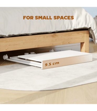 HOMCOM Small Folding Desk, with Wheels - White Wood-Effect