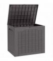 Outsunny 97L Plastic Garden Storage Box, Outdoor Storage Box with Handles, Waterproof Outdoor Storage Container, Brown